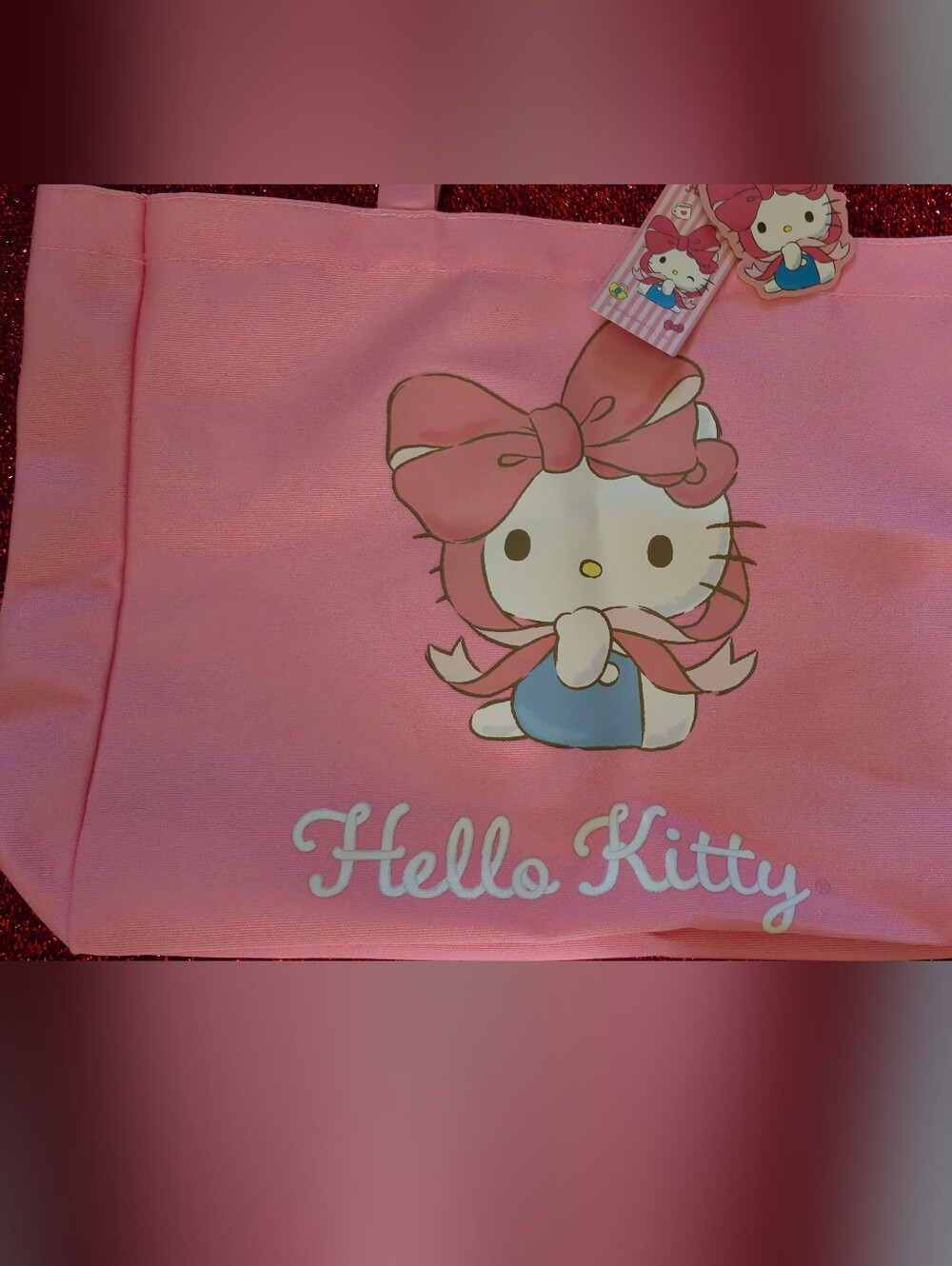 Sanrio Hello Kitty Pink Tote Bag with Bow Artwork